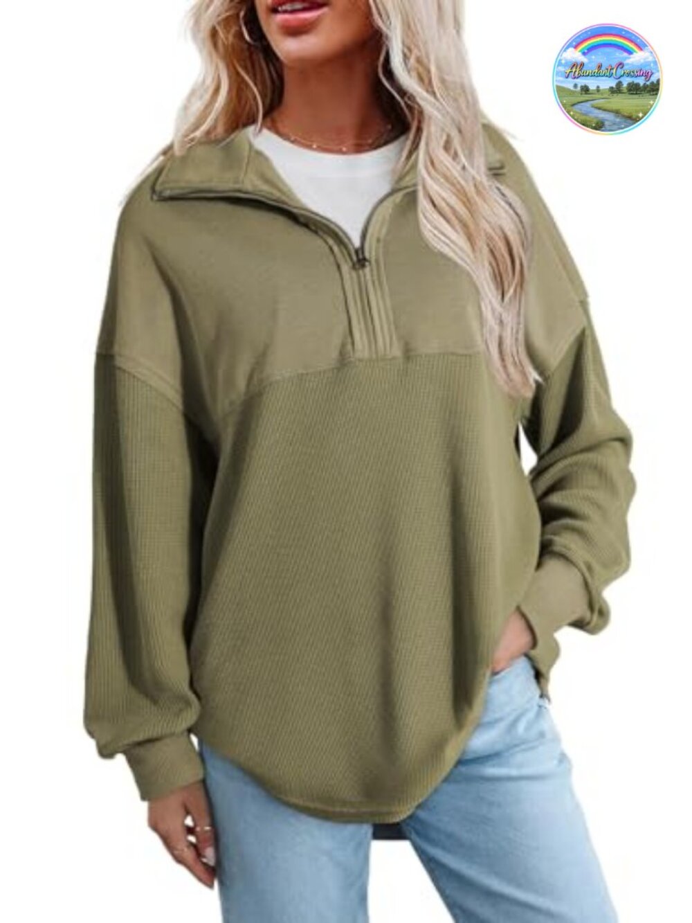 Women's Half Zip Sweatshirt Oversized Pullover Long Sleeve Fall Top